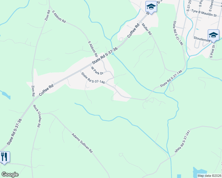 map of restaurants, bars, coffee shops, grocery stores, and more near 704 Campbell Town Road in Walhalla
