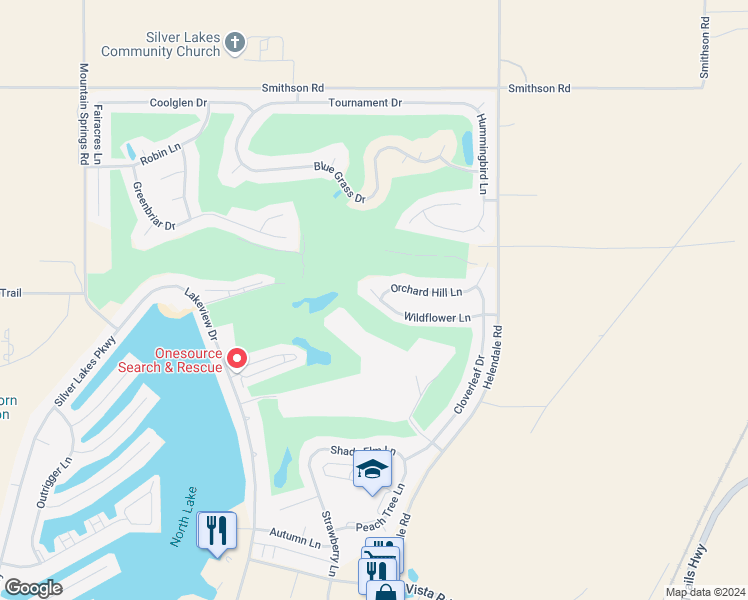 map of restaurants, bars, coffee shops, grocery stores, and more near 15055 Wildflower Lane in Helendale