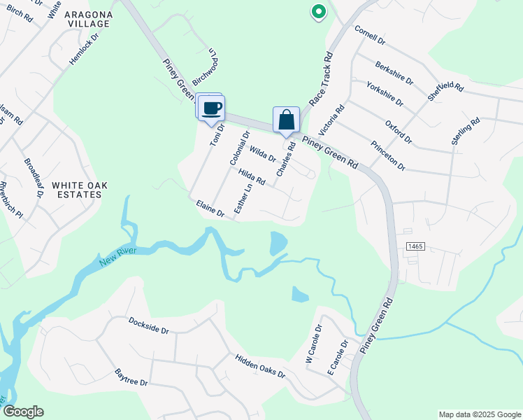 map of restaurants, bars, coffee shops, grocery stores, and more near 258 Easy Street in Jacksonville