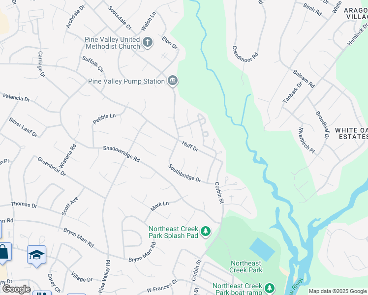 map of restaurants, bars, coffee shops, grocery stores, and more near 1202 Huff Drive in Jacksonville