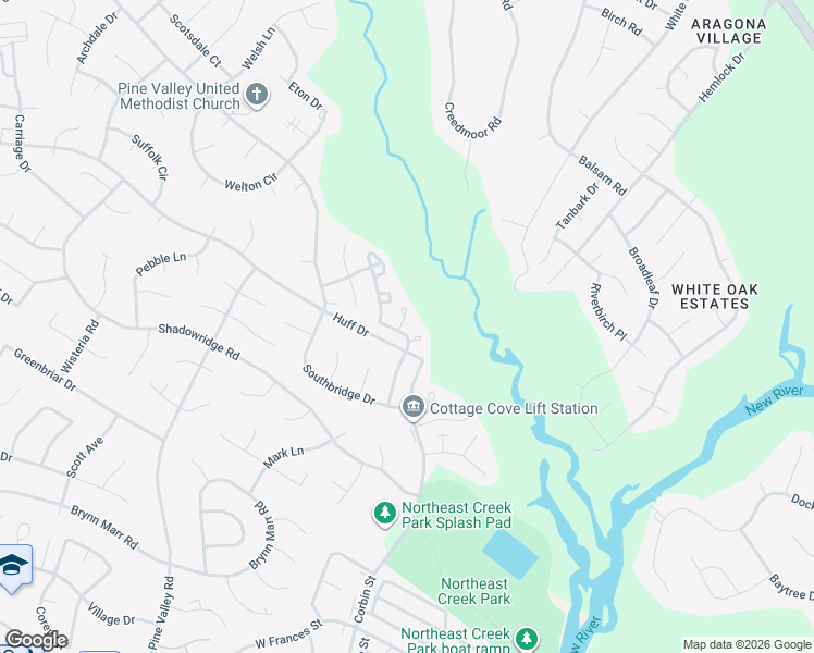 map of restaurants, bars, coffee shops, grocery stores, and more near 103 Pinegrove Court in Jacksonville