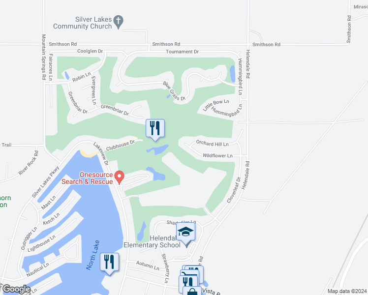 map of restaurants, bars, coffee shops, grocery stores, and more near 15047 Wildflower Lane in Helendale