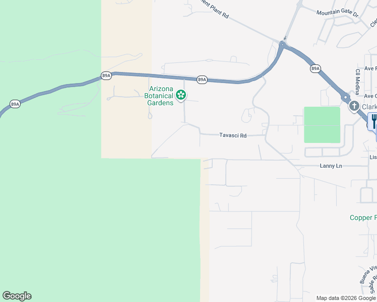 map of restaurants, bars, coffee shops, grocery stores, and more near 1150 Horny Toad Road in Clarkdale