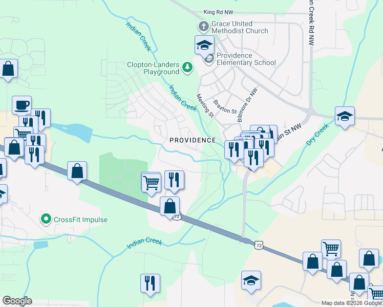 map of restaurants, bars, coffee shops, grocery stores, and more near in Huntsville