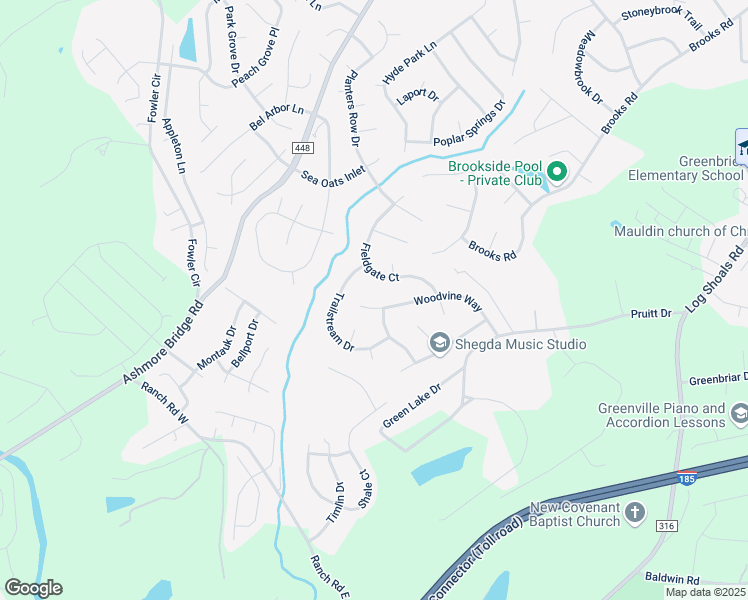 map of restaurants, bars, coffee shops, grocery stores, and more near 304 Woodvine Way in Mauldin