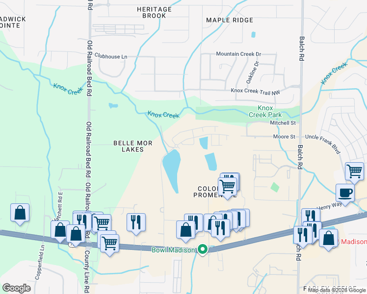 map of restaurants, bars, coffee shops, grocery stores, and more near 362 Kirby Lane in Madison