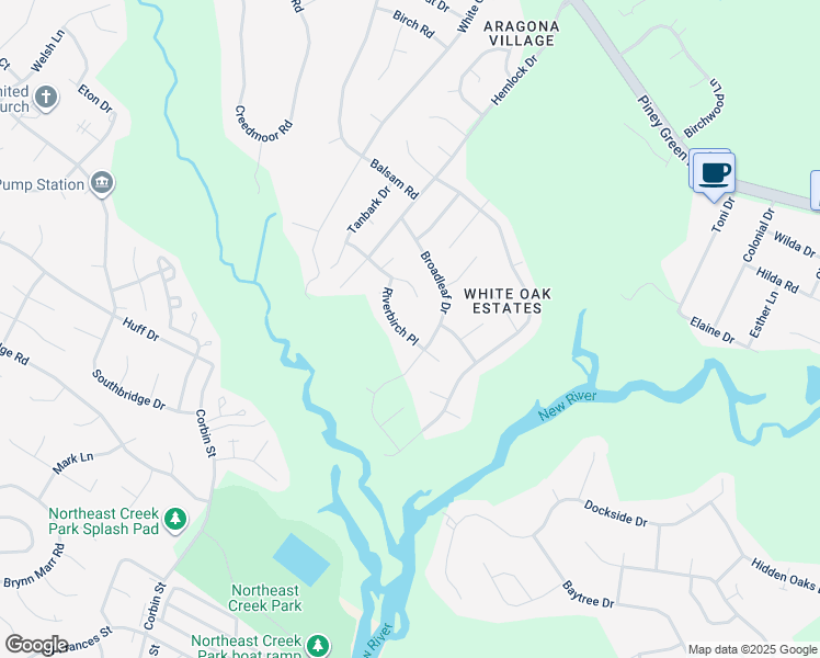 map of restaurants, bars, coffee shops, grocery stores, and more near 117 Riverbirch Place in Jacksonville