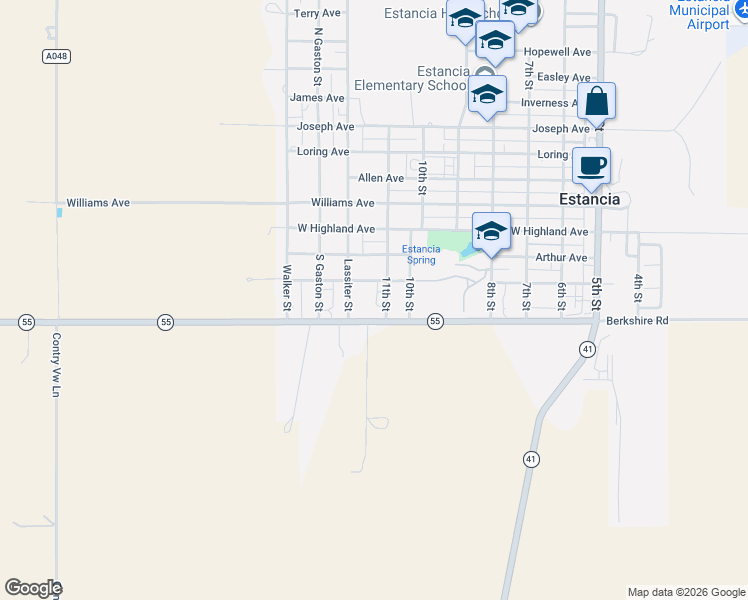 map of restaurants, bars, coffee shops, grocery stores, and more near 1106 Leonard Avenue in Estancia