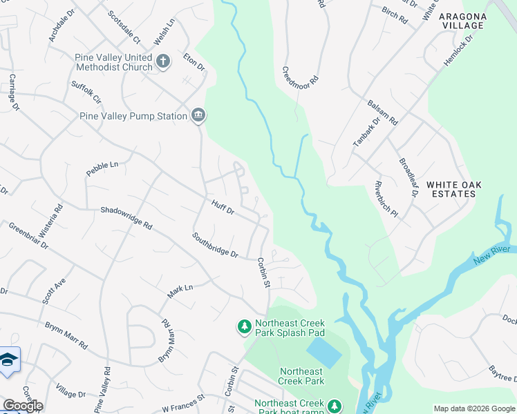 map of restaurants, bars, coffee shops, grocery stores, and more near 104 Pinegrove Court in Jacksonville