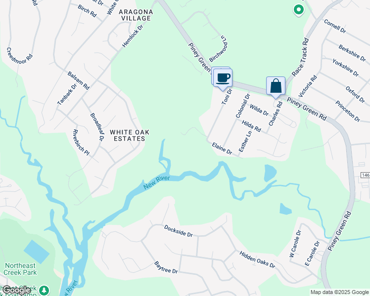map of restaurants, bars, coffee shops, grocery stores, and more near 218 Toni Drive in Jacksonville