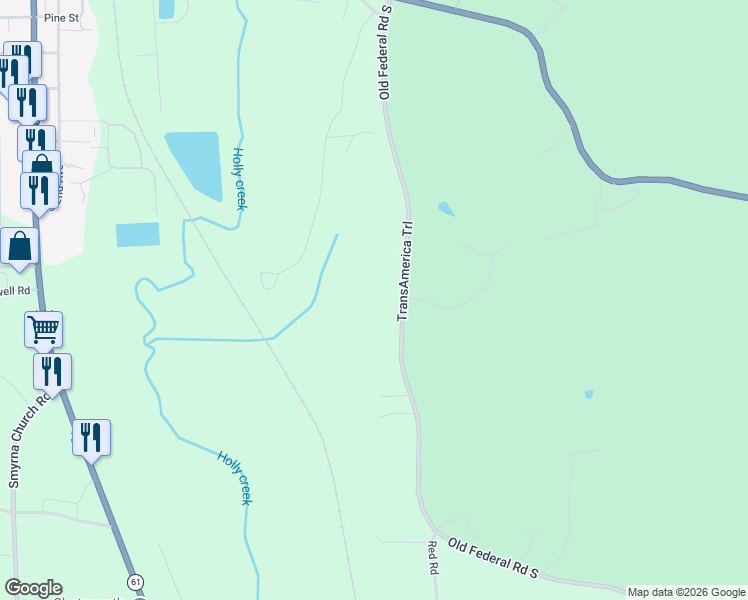 map of restaurants, bars, coffee shops, grocery stores, and more near 945 Old Federal Road South in Chatsworth