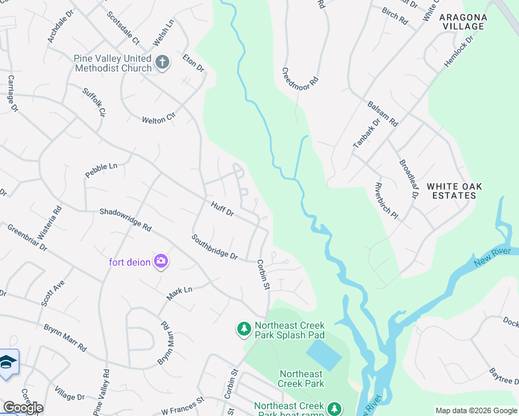 map of restaurants, bars, coffee shops, grocery stores, and more near 107 Pinegrove Court in Jacksonville