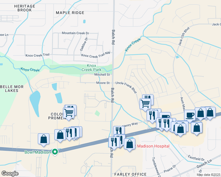 map of restaurants, bars, coffee shops, grocery stores, and more near 1306 Balch Road in Madison