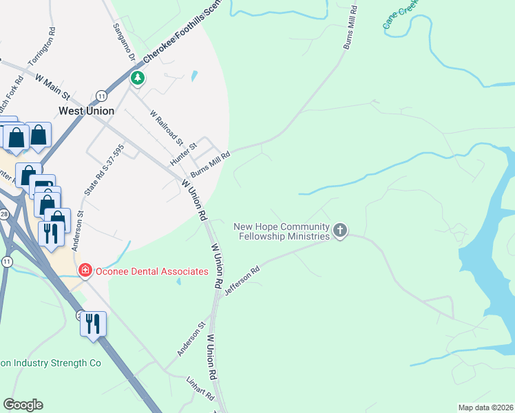 map of restaurants, bars, coffee shops, grocery stores, and more near 540 Patriot Way in West Union