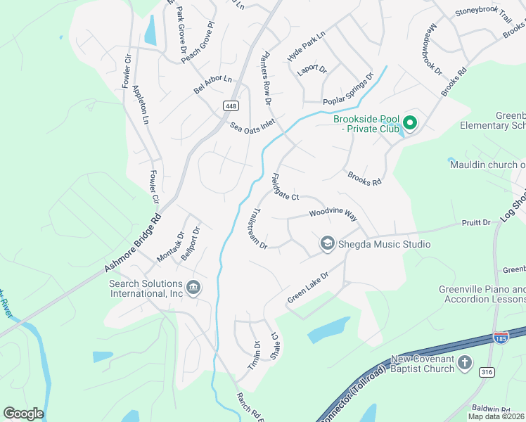 map of restaurants, bars, coffee shops, grocery stores, and more near 11 Trailstream Drive in Mauldin