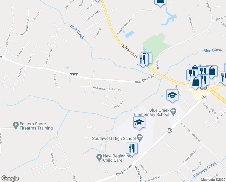map of restaurants, bars, coffee shops, grocery stores, and more near 202 Pollard Drive in Jacksonville