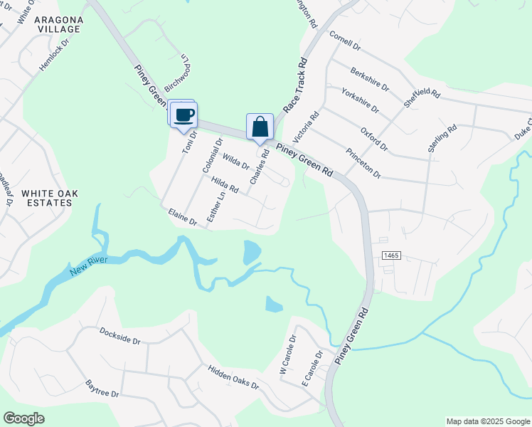 map of restaurants, bars, coffee shops, grocery stores, and more near 108 Hickory Grove Drive in Jacksonville