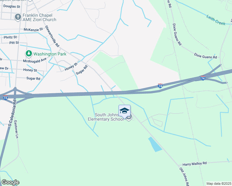 map of restaurants, bars, coffee shops, grocery stores, and more near 12801 Old Johns Road in Laurinburg