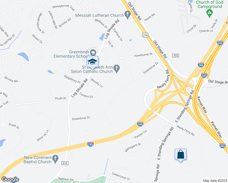 map of restaurants, bars, coffee shops, grocery stores, and more near 220 Greenbriar Drive in Simpsonville