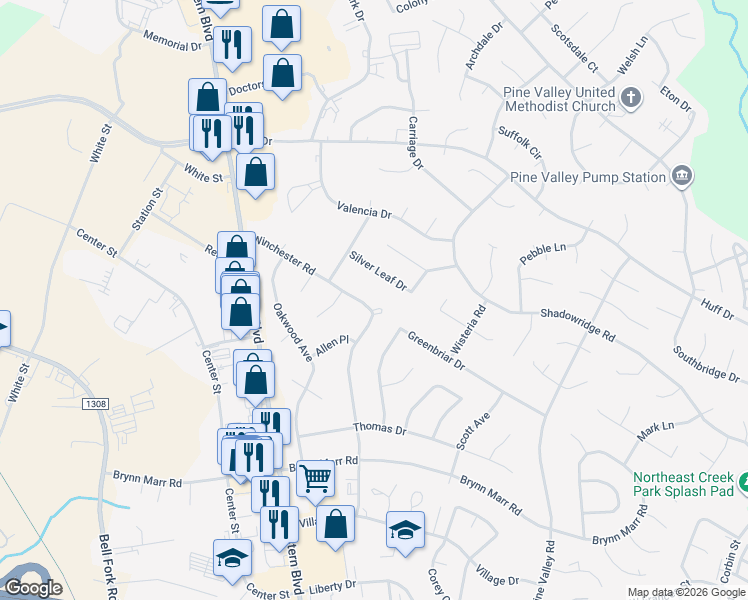 map of restaurants, bars, coffee shops, grocery stores, and more near 614 Winchester Road in Jacksonville