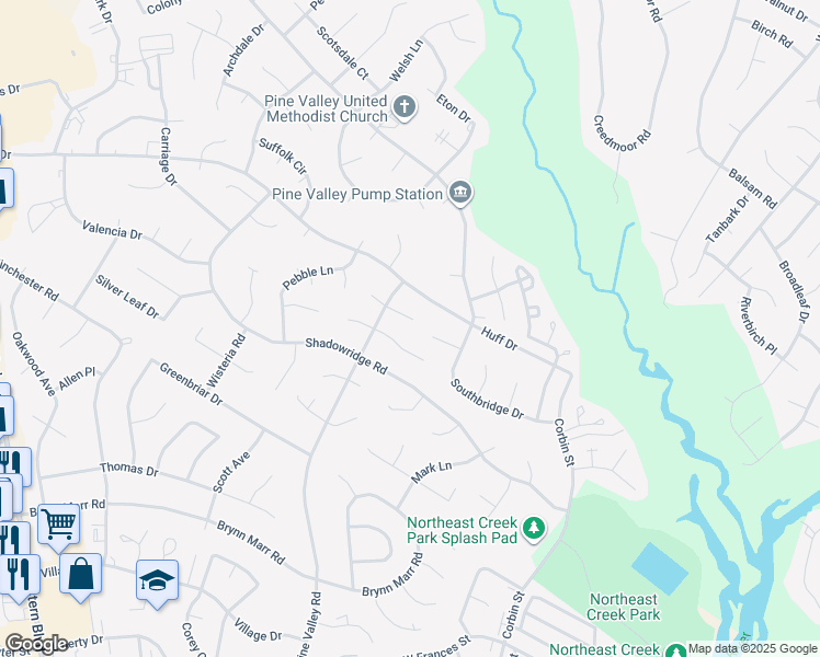 map of restaurants, bars, coffee shops, grocery stores, and more near 208 East Cameron Court in Jacksonville