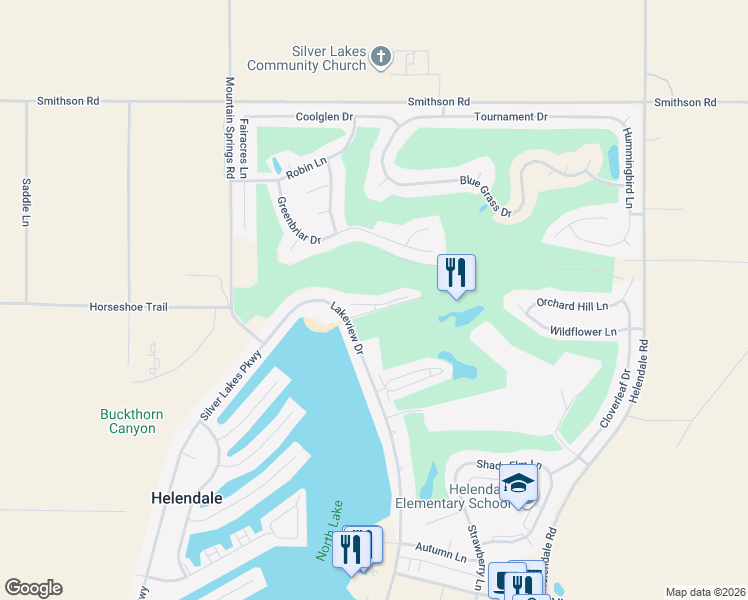 map of restaurants, bars, coffee shops, grocery stores, and more near 14792 Clubhouse Drive in Helendale
