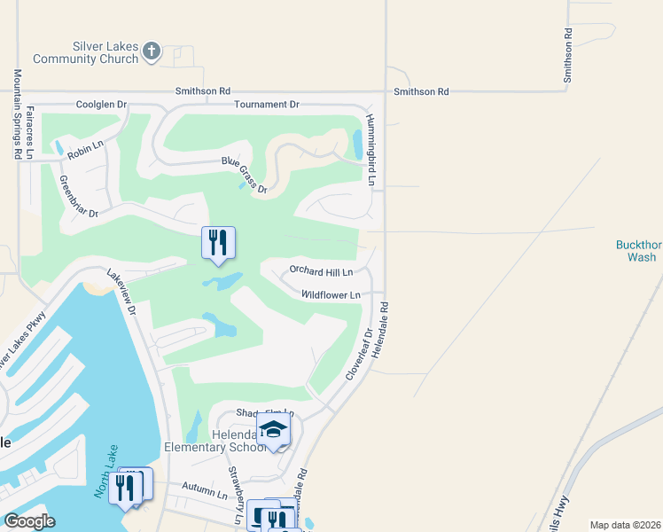 map of restaurants, bars, coffee shops, grocery stores, and more near 15167 Orchard Hill Lane in Helendale