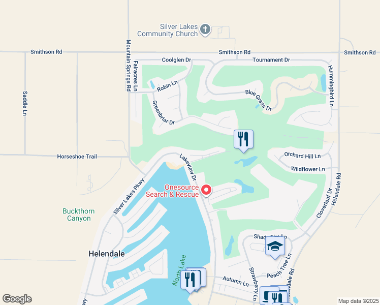 map of restaurants, bars, coffee shops, grocery stores, and more near 14746 Clubhouse Drive in Helendale