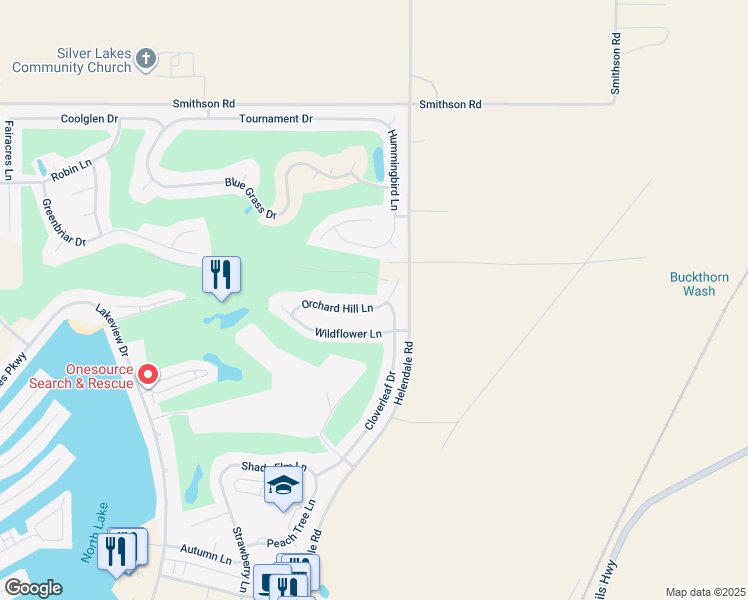 map of restaurants, bars, coffee shops, grocery stores, and more near 15228 Orchard Hill Lane in Helendale