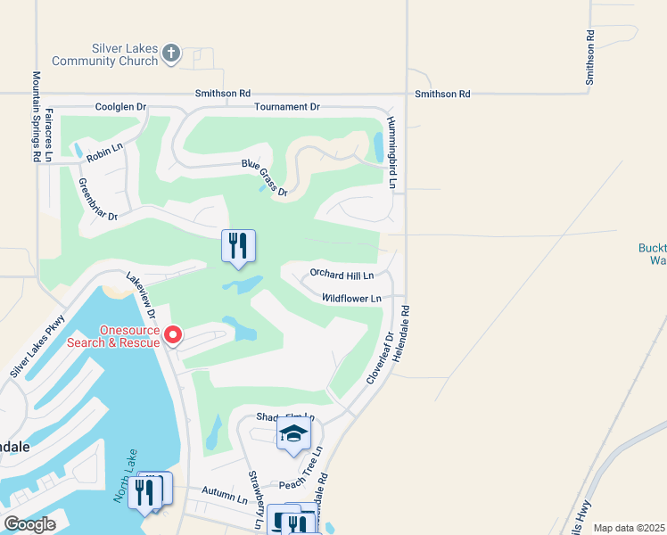 map of restaurants, bars, coffee shops, grocery stores, and more near 15138 Orchard Hill Lane in Helendale