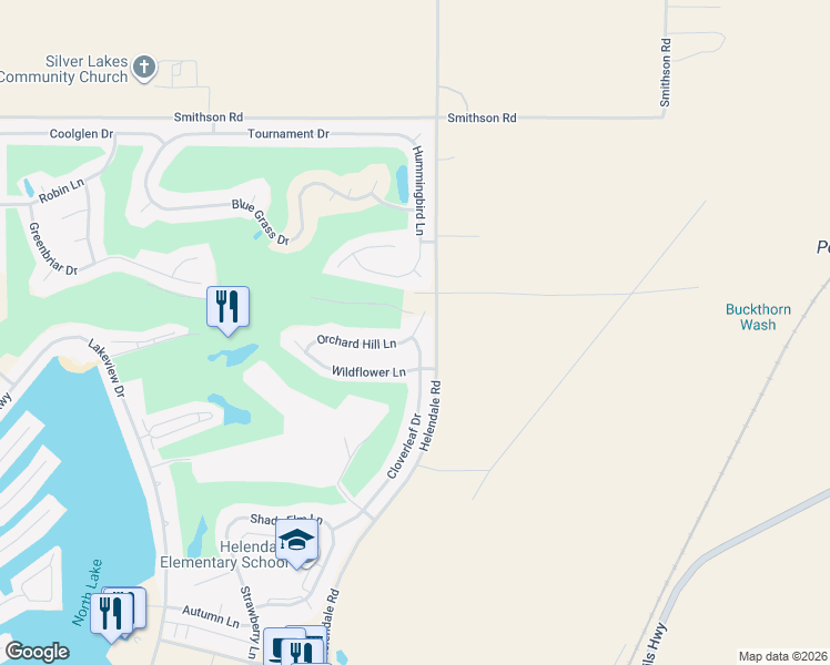 map of restaurants, bars, coffee shops, grocery stores, and more near 15082 Orchard Hill Lane in Helendale