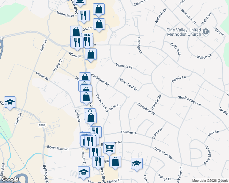 map of restaurants, bars, coffee shops, grocery stores, and more near 103 Ronny Court in Jacksonville