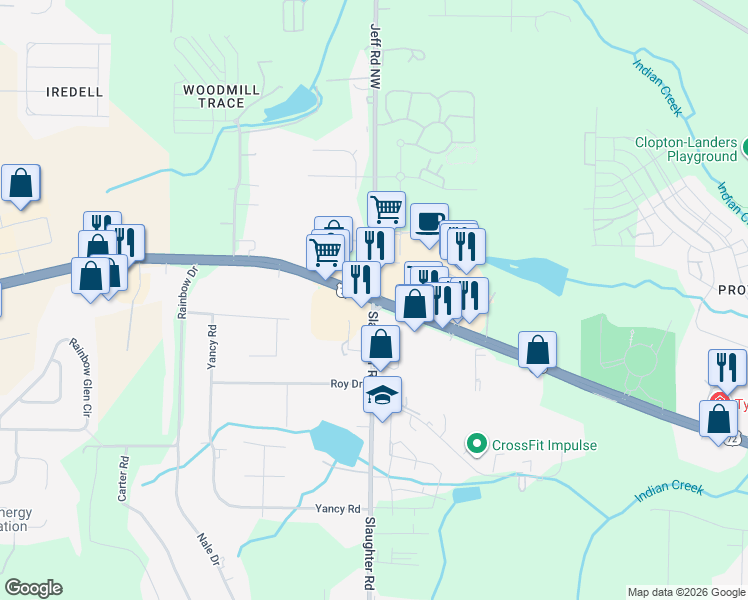 map of restaurants, bars, coffee shops, grocery stores, and more near 7143 U.S. 72 in Madison