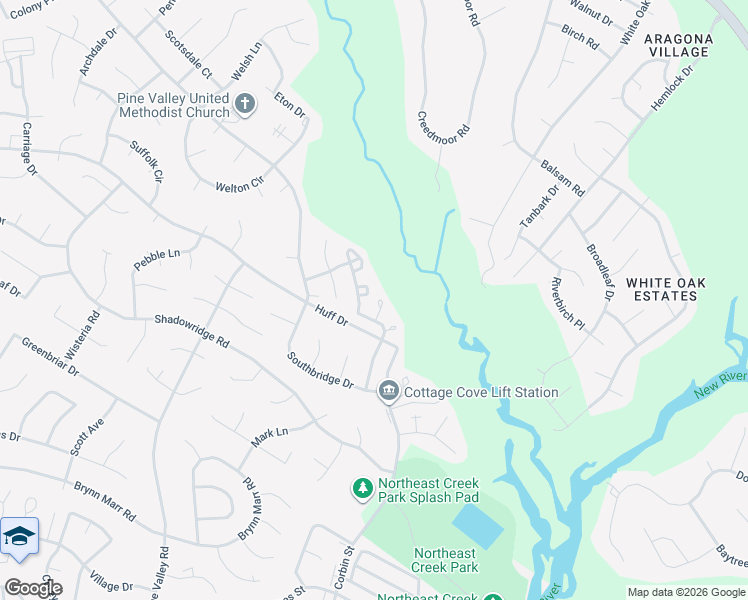 map of restaurants, bars, coffee shops, grocery stores, and more near 103 Pinegrove Court in Jacksonville