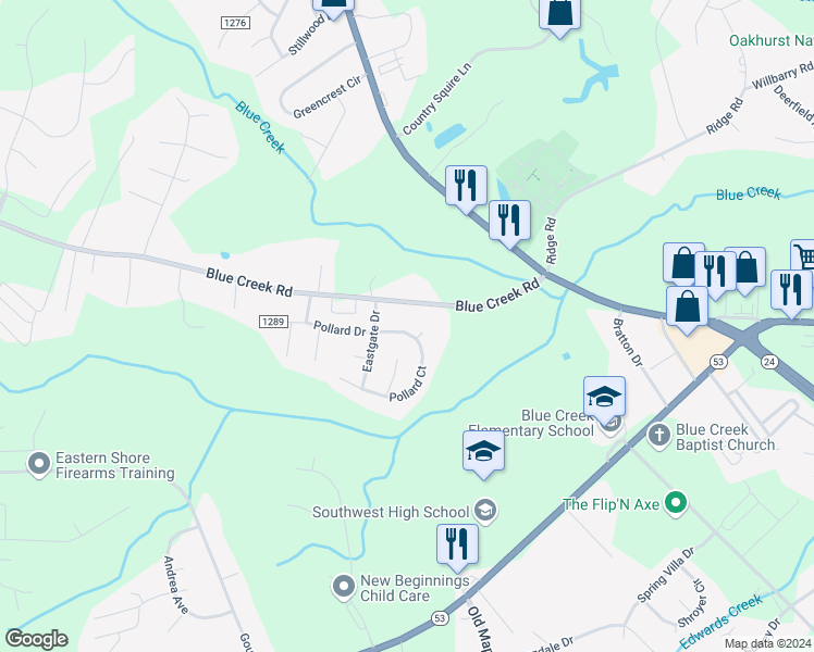 map of restaurants, bars, coffee shops, grocery stores, and more near 207 Pollard Drive in Jacksonville
