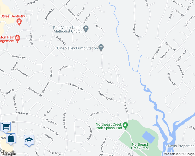 map of restaurants, bars, coffee shops, grocery stores, and more near 1114 Huff Drive in Jacksonville