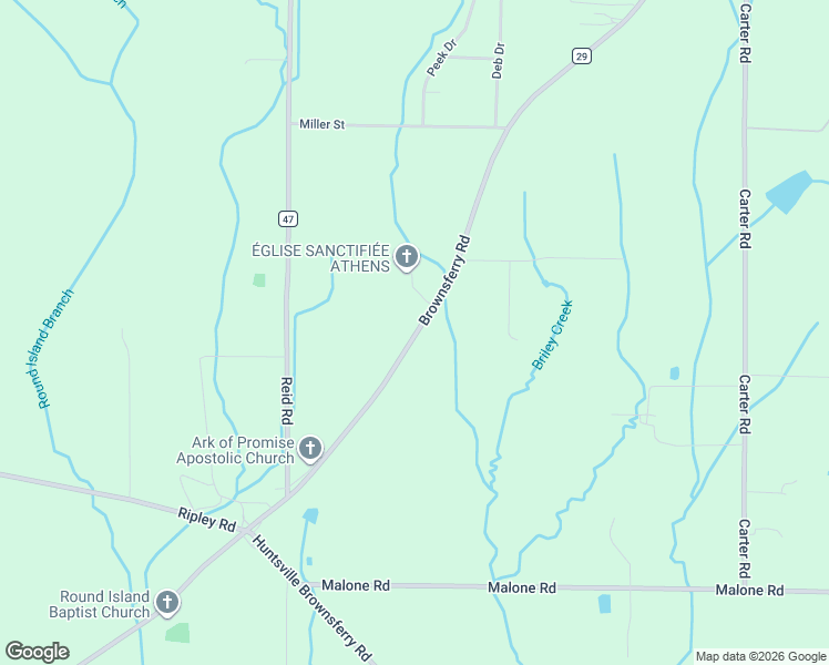 map of restaurants, bars, coffee shops, grocery stores, and more near 15582 Brownsferry Road in Athens
