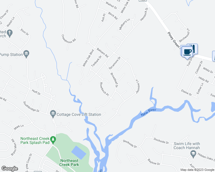 map of restaurants, bars, coffee shops, grocery stores, and more near 126 Whiteleaf Drive in Jacksonville