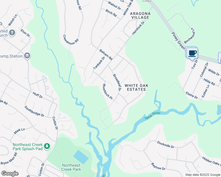 map of restaurants, bars, coffee shops, grocery stores, and more near 126 Whiteleaf Drive in Jacksonville