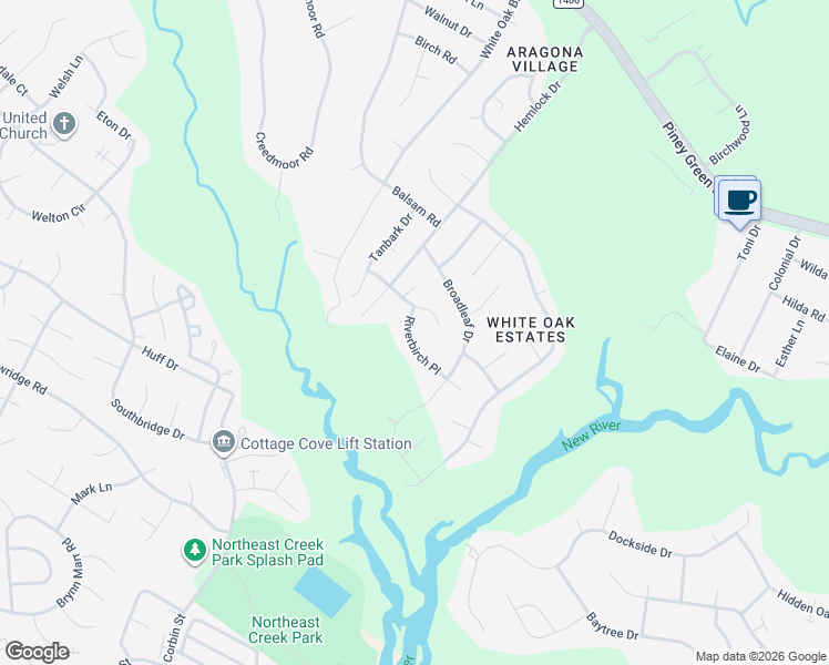 map of restaurants, bars, coffee shops, grocery stores, and more near 107 Riverbirch Place in Jacksonville