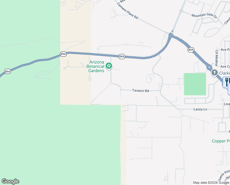 map of restaurants, bars, coffee shops, grocery stores, and more near 1150 Horny Toad Road in Clarkdale