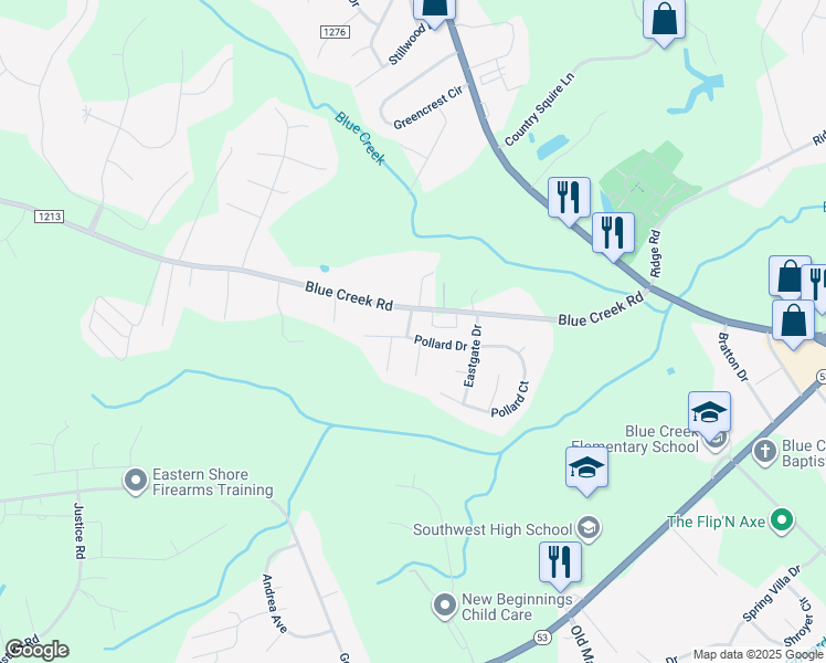 map of restaurants, bars, coffee shops, grocery stores, and more near 101 Pollard Dr in Jacksonville