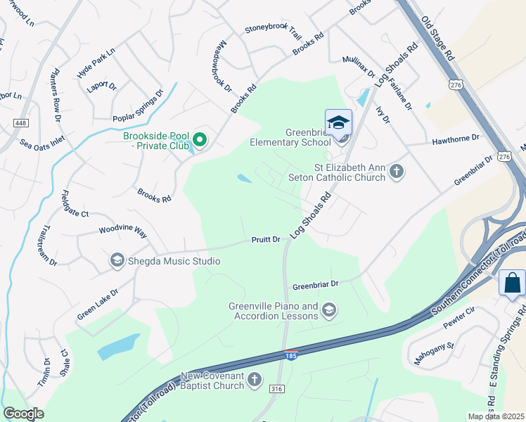 map of restaurants, bars, coffee shops, grocery stores, and more near 12 Griffin Lake Road in Greenville