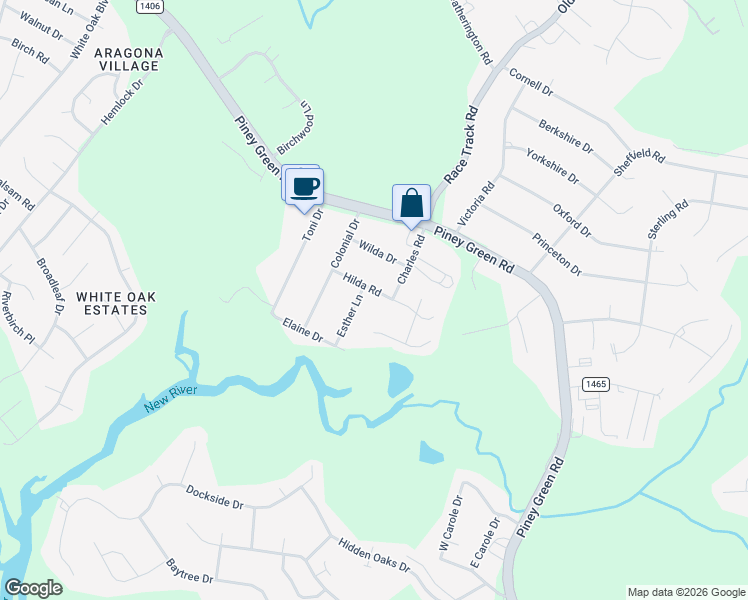 map of restaurants, bars, coffee shops, grocery stores, and more near 108 Hilda Road in Jacksonville