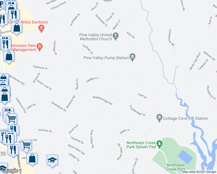 map of restaurants, bars, coffee shops, grocery stores, and more near 103 West Cameron Court in Jacksonville