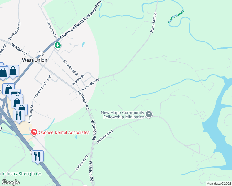 map of restaurants, bars, coffee shops, grocery stores, and more near 335 Dodd Hill Road in West Union