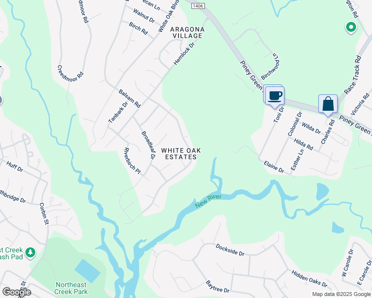 map of restaurants, bars, coffee shops, grocery stores, and more near 308 Jasmine Lane in Jacksonville