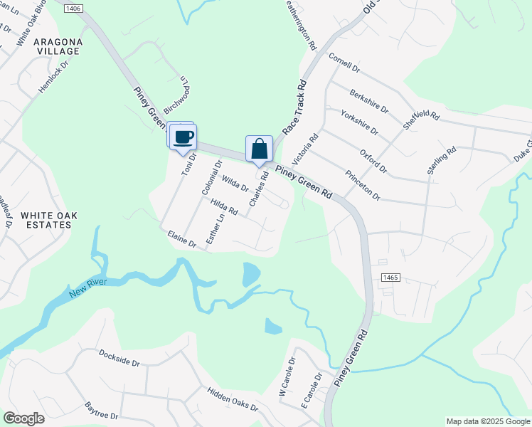 map of restaurants, bars, coffee shops, grocery stores, and more near 209 Hickory Grove Drive in Jacksonville
