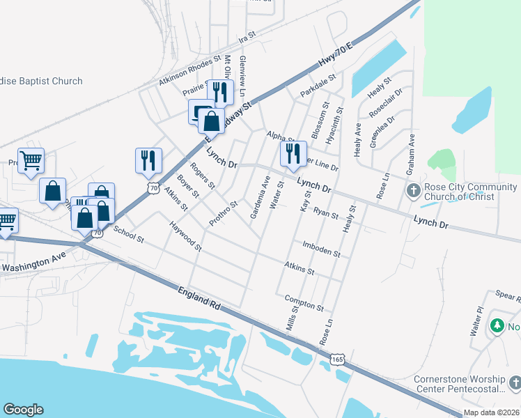 map of restaurants, bars, coffee shops, grocery stores, and more near 524 Gardenia Avenue in North Little Rock