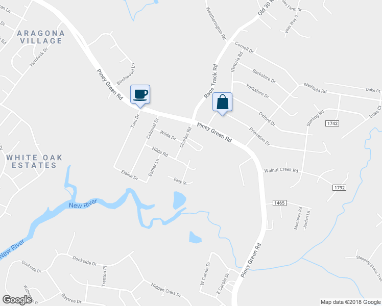 map of restaurants, bars, coffee shops, grocery stores, and more near 209 Hickory Grove Drive in Jacksonville